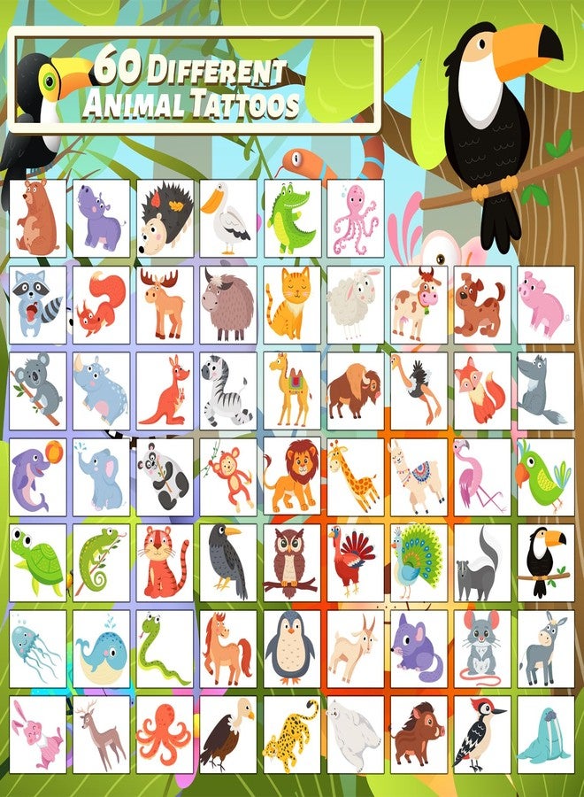 winthrop 240 Pcs Bulk Animal Temporary Tattoos for Kids, Individually Wrapped Safety Waterproof Tattoos, Best Choice for Jungle Animals Birthday Party Classroom Matching Game, 60 Designs - Image 5